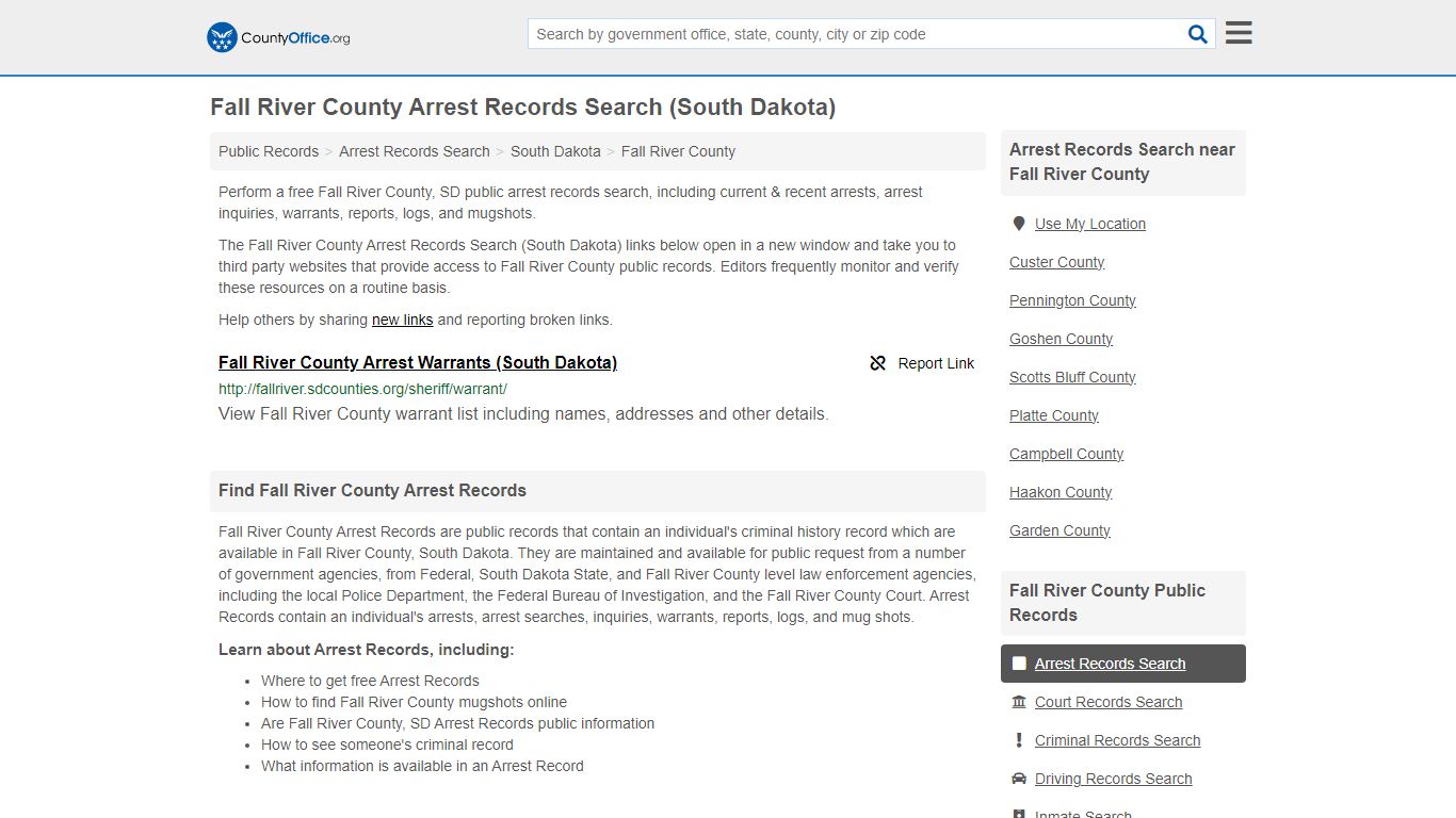 Arrest Records Search - Fall River County, SD (Arrests & Mugshots)